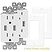 TOPGREENER TU2152A-W-2PCS Wall Outlet with USB, Dual USB Charger Outlet, USB Receptacle, USB Wall Outlet, 15A Tamper-Resistant Duplex Receptacle, Wall Plates Included, White (Pack of 2) …