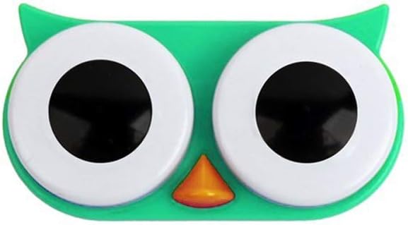 OH Fashion Contact Lens Case Owl Portable Case Travel Contacts Holder Container Soak Light Green, 1 Pack