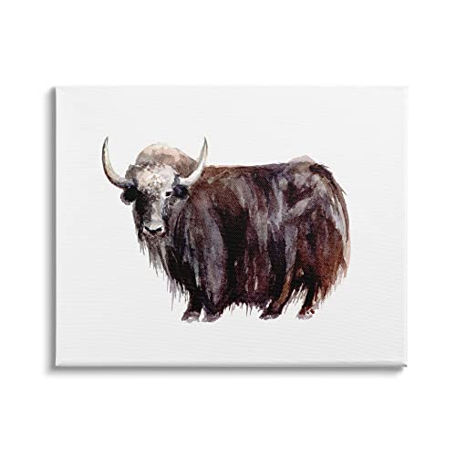 Stupell Industries Shaggy Cattle Watercolor Painting Farm Animal Yak Portrait,…