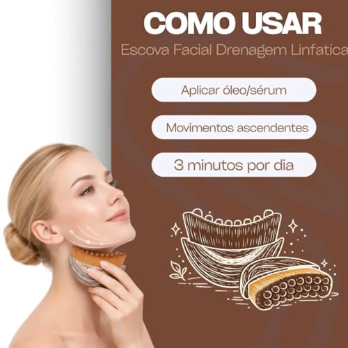 Escova Facial para Drenagem Linfática e Lifting Premium – Massageador Facial Modelador para Contorno da Mandíbula, Circulação e Relaxamento da Pele