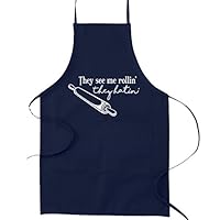 Decal Serpent They See Me Rollin Pin Pun Baking Funny Parody Cooking Baking Kitchen Apron - Navy Blue