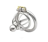 304 Stainless Steel Short Cock Cage Male Chastity urethral Sound Lock Sex Toy A229 (cage with 45mm Ring)
