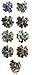 Set of 8 Mini Jaw Clips, Decorated with Sparkling Crystals, LPW864175-6-8