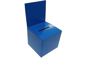 HIMILUCKY Donation Charity Boxes Suggestion Box Ballot Box Cardboard Raffle Ticket Cash & Check Money Case with Removable Header for Tabletop Use Tickets Business Card Voting, Blue