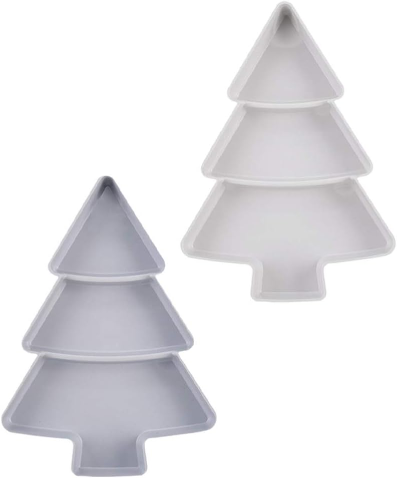 Tree Trays & Mats - NUOBESTY 2pcs Christmas Tree Holiday Dessert Plate Cookies Plate Christmas Appetizer Tray Christmas Fruit Plate Dishes Serving Tray Christmas Candy Dish Xmas Platter Snack Plastic