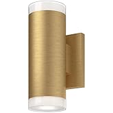 Kuzco Lighting Norfolk 8" Wall Sconce | Brushed Gold Finish | Clear Glass with Frosted Interior | Modern LED Up Down Wall Lig