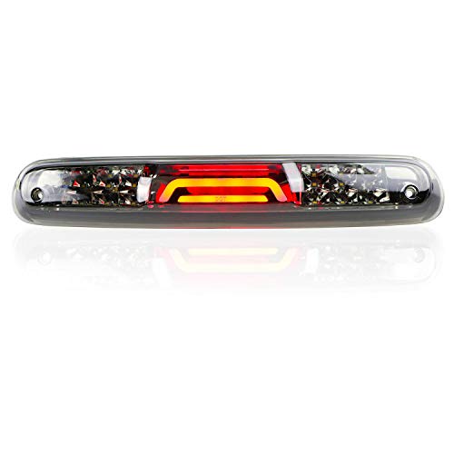 Rear Roof Center LED Third 3rd Brake Cargo Light Assembly High Mount Brake Tail Light Replacement for 2007-2013 Chevy Silverado/GMC Sierra 1500 2500 3500 HD (Chrome Housing Smoke Lens)