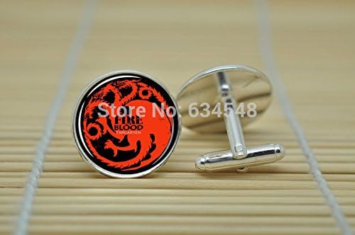 Pretty Lee Game Of Thrones Targaryen Sigil Daenerys Targaryen. Fire And Blood In Silver Cufflinks Glass Cabochon Cufflinks C3013