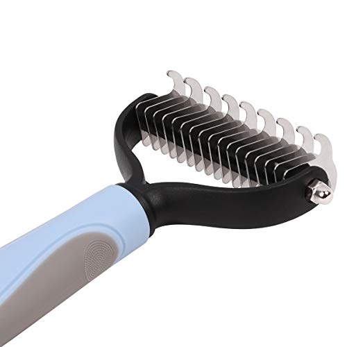 Samply Pet Undercoat Grooming Rakes 2 Sided Deshedding Brush Tool for Large Dogs and Cats