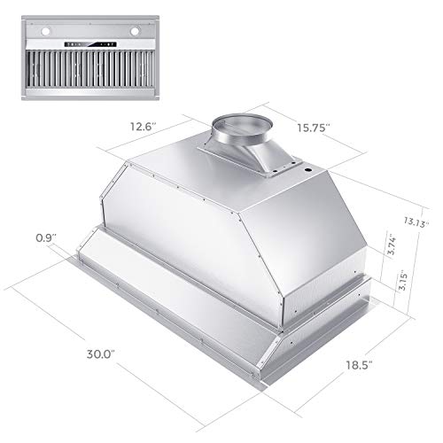 IKTCH 30 inch Builtin/Insert Range Hood 900 CFM, Ducted/Ductless