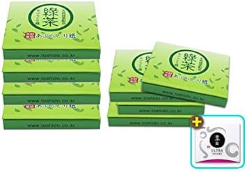 Toshido 100% Natural Hemp Green Tea Paper Oil Absorbing Facial Blotting Sheets Mirror Case Green 500 Count