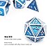 Haxtec Metal DND Dice Set Blue Metal Dice with Leather Dice Bag Polyhedral D&D Dice Compatible with Dungeons and Dragons Gifts RPG Games-Silver Blue