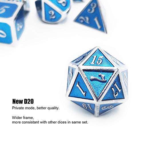 image for Haxtec 7PCS Zinc Alloy Metal Dice Durable Polyhedral Dice D20 D12 D10 