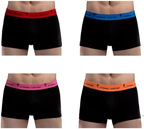 ETERNAL CENTURY Men's Underwear Cotton Stretch Low-Rise Boxer Briefs (4-Pack)