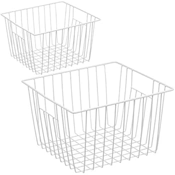 Homics Freezer Wire Baskets, Metal Wire Storage Baskets for Chest Freezer Upright Refrigerator, Organizer Bins with Handles for Household, Kitchen, Cabinets, Closets, Pantry and Bedroom - 2 Pack