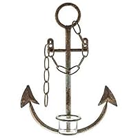 Coconut Grove Galleria Rustic Distressed Light Turquoise Blue Metal Anchor Candle Holder Wall Sconce