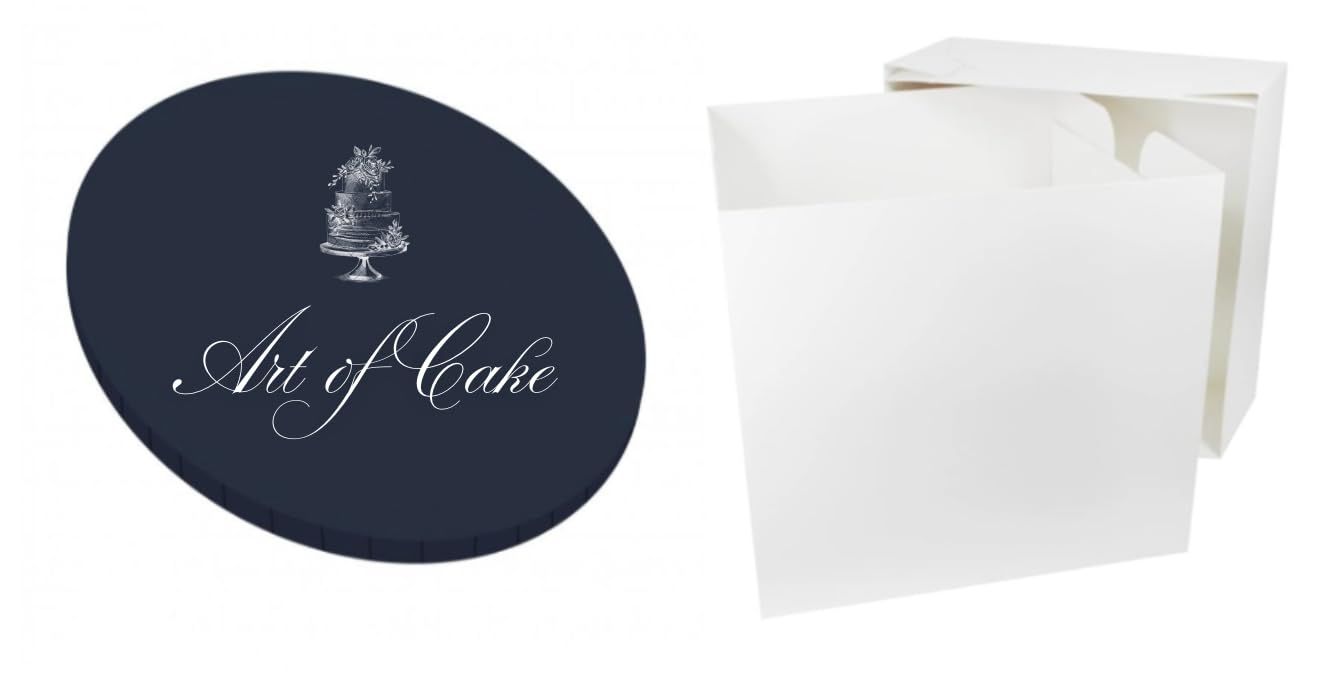 ART OF CAKE 10-Inch Strong Round Black Cake Board & 10''x10''x10'' Box,