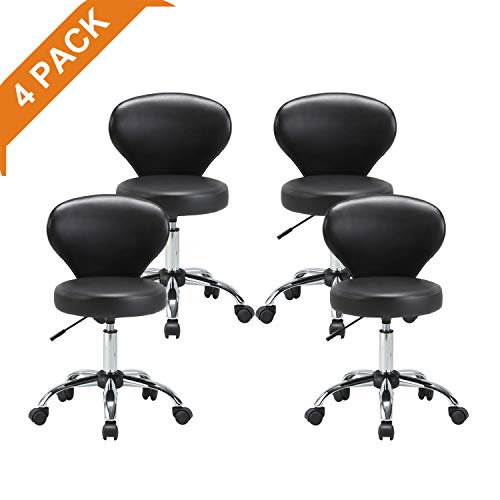 KLASIKA Rolling Swivel Salon Stool Chair with Back Support Adjustable Hydraulic for Office Massage Facial Spa Medical Drafting Tattoo Beauty Barber 4 Pack