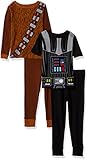 Star Wars Big Boy's 4-Piece Cotton Pajama Set, Black, 8