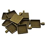 MagiDeal Blank Square Bezel Tray Base for 20 mm Cabochon Necklace Pendant Pack Of 10