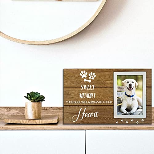Yuqier Dog Memorial Gifts for Loss of Dog，Pet Memorial Gifts，Loss of Dog Sympathy Gift，Pet Memorial Gifts for Dogs，Dog Picture Frame，Pet Loss Gifts Dog，Coustom Photo and Text Wooden Sign，5 * 10inch
