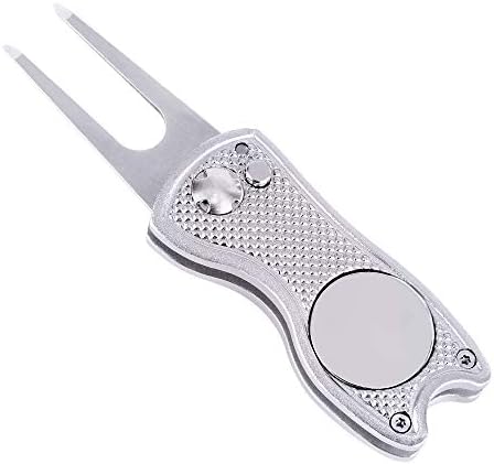 Mile High Life All Metal Foldable Golf Divot Tool with Pop-up Button & Magnetic Ball Marker (Multi-Colors/Shape)