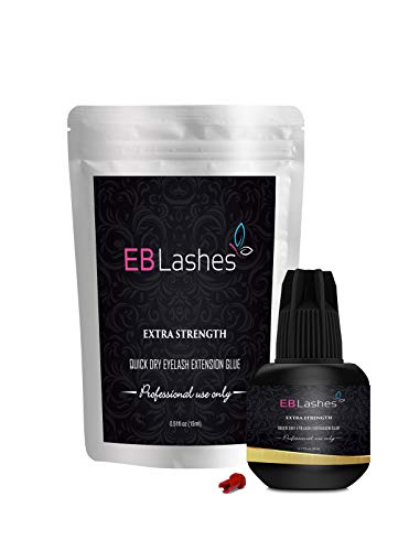 EB Lashes Extra Strong Eyelash Extension Glue Adhesive For Professional Or Experienced Lashers For Individual EyeLash Extensions: Drys in 1-2s with 6-7 Week Retention 5ml