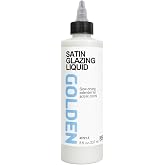 GOLDEN Satin Glazing Liquid, 8 fl. oz. Bottle | Artist grade slow-drying extender; improves glazing, blending, and translucency. Semi-Transparent