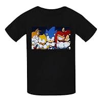 oylp Sonic-Hedgehog Cotton T-Shirt for Children Black XS