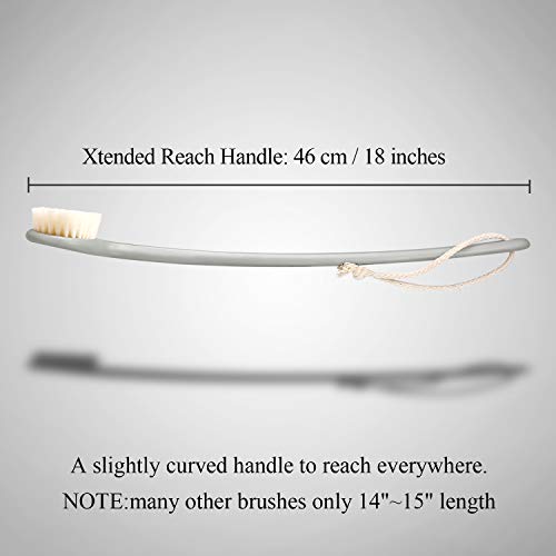 Body Bath Brush with Soft Bristles,Wet Brushing Back Scrubber for Shower with 18 inches Long Handle,Gentle Promote Healthy Glowing Skin and Beauty(Grey) - Thumbnail 2
