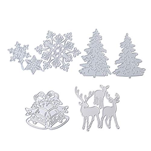 Conleke Merry Christmas Cutting Dies Set -Bell Deer Xmas Tree Dies Cuts Metal Stencil Template for DIY Scrapbook Album Paper Card Making Craft Decoration