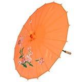 uxcell Bamboom Frame Flower Painting Parasol 22 Inch Orange for Wedding Costume Party