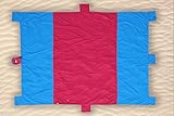 BISON OUTFITTERS Sand Escape Portable Compact Beach and Outdoor Blanket – 7x9 feet Largest, Made from Ripstop Parachute Nylon with 6 Sand Anchors, 1 Valuables Pocket and 1 Carry Pouch (Barcelona)