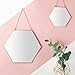 AFFOMO Hanging Wall Mirror Geometric Hexagon Small Wall Decor Gold Mirror with Chain for Home Decor Bathroom Bedroom Living Room