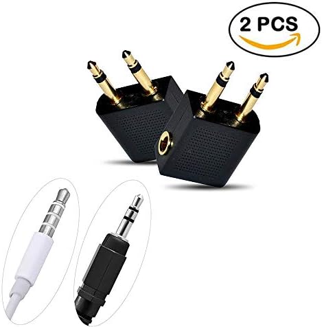 [Pack of 2] Flight Headphone Adapters - Gold Plated Airplane Audio Jack Converter | Allows you to use your Earphones with all In-Flight | Enable Great Sound on all Planes for travel & Business trip