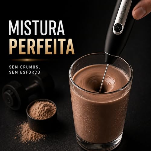 Mini Mixer Portátil USB Recarregável – Espumador de Leite e Café, Batedor de Ovos, Whey e Outras Bebidas, 3 Velocidades