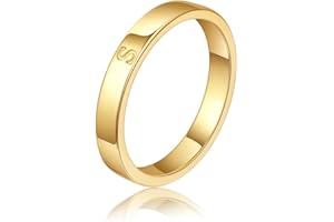 WFYOU 18K Gold Filled Initial Rings for Women Girls that Don't Tarnish Dainty Gold Initial Ring Alphabet Letter Rings Wedding Bands Stackable Thin Thumb Pinky Finger Rings Gold Jewelry Gifts for Women
