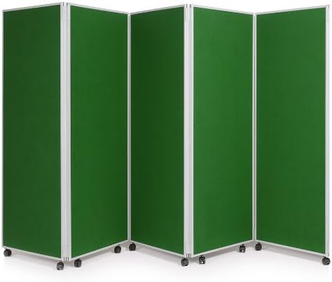 5 Panel Mobile Concertina Folding Office Display Screen/Room Divider x1500mm High - Emerald Green