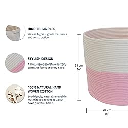 OrganiHaus Pink Basket for Laundry 16x14 | Toy