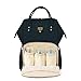 Wide Open Waterproof Baby Mommy Diaper Bag Backpack by Sunveno-Travel Bag, Nappy Tote Bag w/Insulated Pockets (Black)