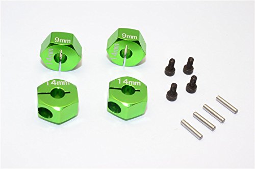 Axial EXO Upgrade Parts Aluminum Hex Adapter (14mmx9mm) For Optional 14mm Hex Wheel Only - 4Pcs Set Green