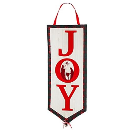 Amazon Com Evergreen Door Hanger Set Joy Door Decor With Fleur