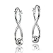 Hoops & Loops 925 Sterling Silver Infinity Figure Eight 8 Bead Twisted Click-Top Drop Earrings for Women