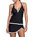 Dreamsoar Womens Swimsuit Ruffled Halter V-neck Tankini Top and Skort Bottom BW