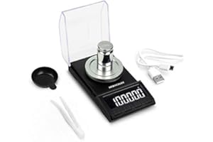 NEWACALOX 200 x 0.001g Milligram Scale, High Sensitivity Portable Digital Reloading Weighing Jewelry Power MG Scale with 100g Calibration Weights (Black)