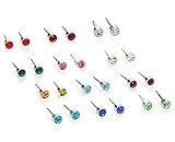 Stainless Steel 12 Pair Various Colored Stud Earring Set