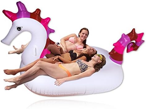 Giant Seahorse Pool Floats - Party Tube Inflatable Pool Raft - Rapid Valves Summer Outdoor Swimming Pool Party Lounge Raft Decorations Toys Games for Adults & Kids 87 x 47 x 40-Inch (white)