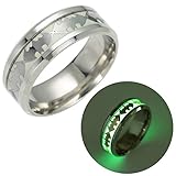 Geek & Glitter Batman Glow-in-the-Dark Ring Titanium Stainless Steel Silver Ring Band - DC Superhero Cosplay Jewelry
