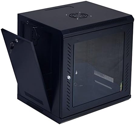 Safstar 9U Wall Mount Network Server Data Cabinet Enclosure Rack Glass Door Lock w/ Fan