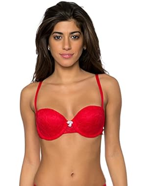 Womens 7 Multi Way Convertible Floral Lace Overlay Underwire Bra